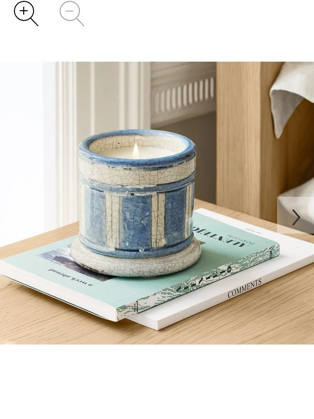 Pottery Barn Hand Painted Ceramic Candle - Navy Beach .75 lb